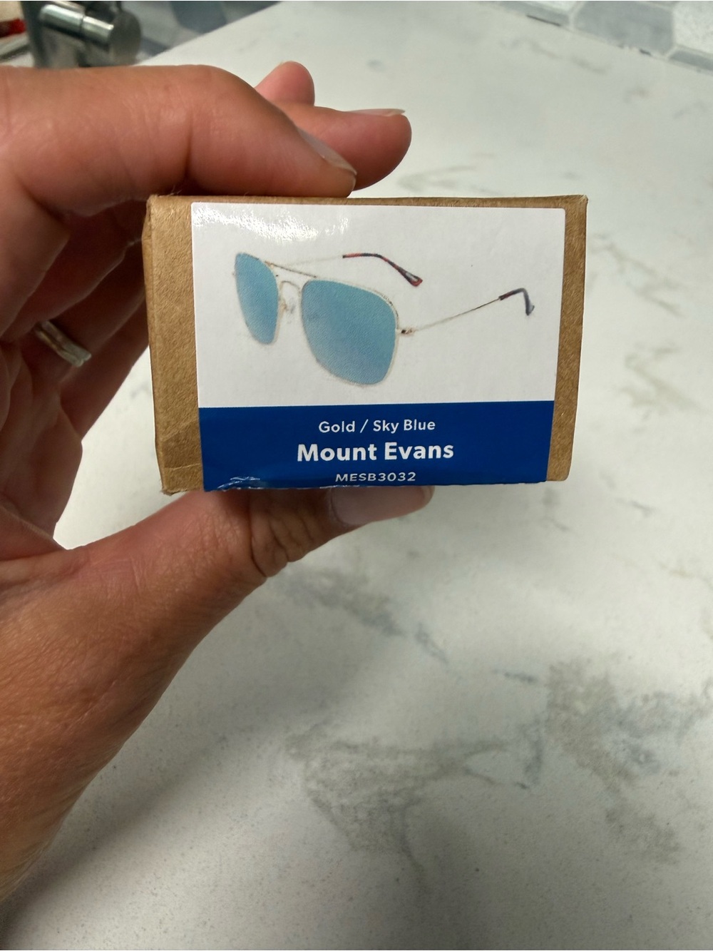 Mount Evans Gold Frame Sunglasses with Sky Blue Lenses